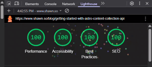 Gif of perfect 100 out of 100 lighthouse
score